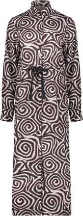Herno Elegante Lange Jurk - Dames - Shirt Kleedjes - Bruin - M - Polyester - Kleedjes