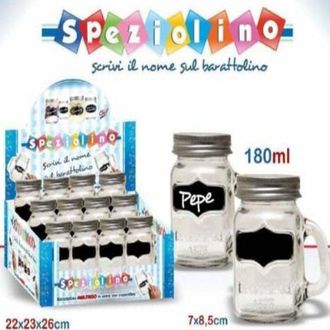 Trade Shop Trade Shop - Set 12 Pezzi Barattolo Barattolino Con Manico Speziolino Porta Spezie Vetro