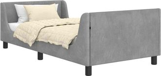 vidaXL Cama Para Ni&ntilde;os Con Cabecero Gris Claro 90 X 200 Cm Terciopelo Vidaxl