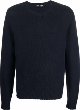 Palm Angels Navy Blue Knitted Sweater