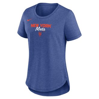 Nike New York Mets Arched Team Name Nike Womens MLB T-Shirt in Blue | NKMVEX49NME-SVQ