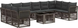 vidaXL Conjunto De Sof&aacute;s De Jard&iacute;n 11 Uds. Gris Rat&aacute;n Sint&eacute;tico Vidaxl