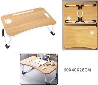 Trade Shop Trade Shop - Tavolino Pieghevole Legno Supporto Computer Portatile Laptop Salvaspazio Casa