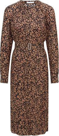 HUGO BOSS Womens Dibanora2 Dress in Floral - Black/Brown Silk - Size 14 UK