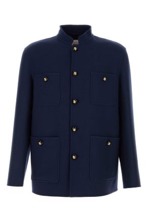 Valentino Garavani Mens Navy Blue Wool Blend Jacket - Dark Blue - Size EU 48 (Mens)