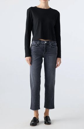Amo Libby Smokin Tapered Leg Jeans In Gray Black