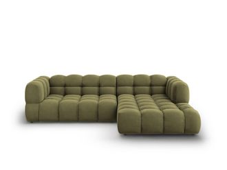 Cosmopolitan Design Sof&aacute; esquinero modular derecho 4 plazas de terciopelo verde claro