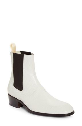 Tom Ford Bailey Croc Embossed Chelsea Boot in Porcelain at Nordstrom, Size 12