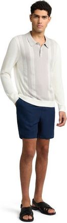 Onia Cotton Knit Long Sleeve Polo Sweatshirt in Quiet Grey/whte at Nordstrom, Size Xx-Large