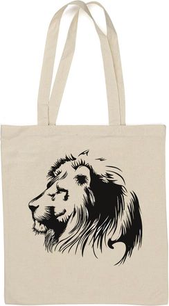 Generic Black Lion Stencil Natural Cotton Tote Bag White
