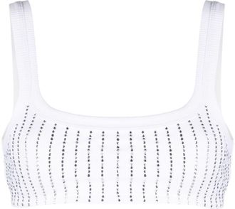 The Attico crystal-embellished bra top - women - Cotton - 42 - White