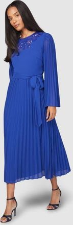 Wallis Pleated Floral Trim Midi Dress in Cobalt at Nordstrom, Size 12