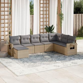 vidaXL Vidaxl - Juego De Sof&aacute;s De Jard&iacute;n Con Cojines Beige 8 Pzas Rat&aacute;n Pe
