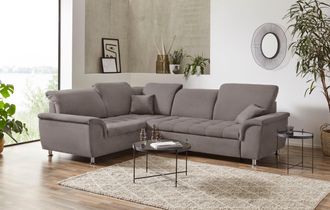 Domo Collection Ecksofa »Franzi, zeitlos und elegant, moderne Sitzheftung, L-Form« wahlweise mit Kopfteilverstellung (dann Breite: 275 cm)