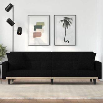 vidaXL Divano Letto con Cuscini Nero in Tessuto - Vidaxl