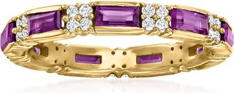 Ross-Simons Amethyst and. White Zircon Eternity Band in 18kt Gold Over Sterling