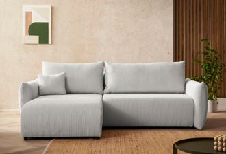 HOME AFFAIRE Ecksofa »MAVAS Schlafsofa mit Bettkasten, L-Form,« ca.257/127cm (Liegefläche 212/145 cm), Cord, Chenille, Struktur