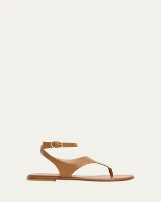 Stuart Weitzman Marley Nappa Leather Flat Thong Sandals