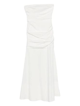 St.Agni Midi-jurk met ruches - Wit