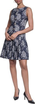 Karl Lagerfeld Sleeveless Denim Jacquard Minidress in Indigo at Nordstrom, Size 10