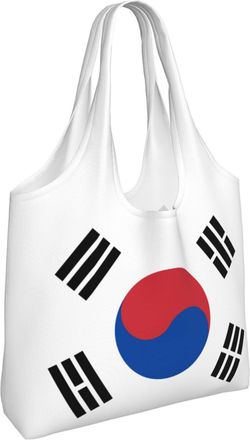 Generic Korea Canvas Tote Bags For Women Men Reusable Shopping Grocery Korean National Flag Bag, White, One Size