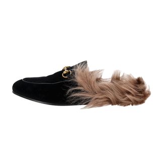 Gucci Gucci Princetown Muilen in Zwart Fluweel