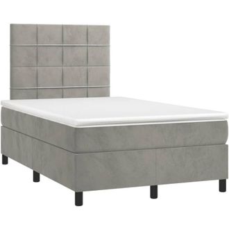 vidaXL Cama Box Spring Colch&oacute;n Y Led Terciopelo Gris Claro 120x190 Cm Vidaxl