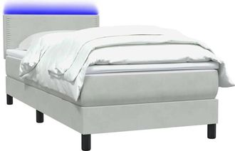 vidaXL Cama Box Spring Con Colch&oacute;n Terciopelo Gris Claro 80x220 Cm Vidaxl