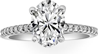 Pompeii3 2 1/2Ct Oval Lab Grown Diamond Engagement Ring in 14k White or Yellow Gold