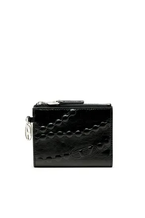 Diesel Leather bi-fold wallet with embossed chain motif - Small Wallets - Woman - Black