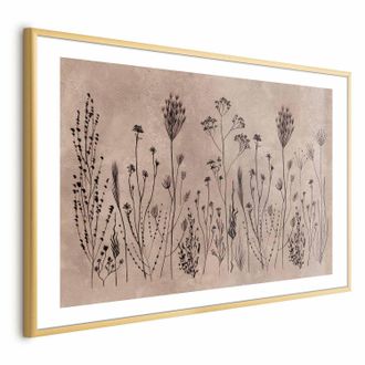 OEM P&oacute;ster - Flores Silvestres - Plantas Negras Sobre Fondo Encalado