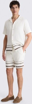 Moss White Brown Stripe Cotton Shorts