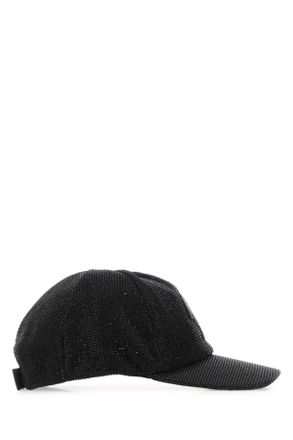 Palm Angels Womens Embellished Cotton Baseball Cap Black