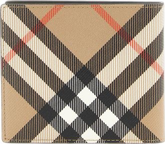Burberry Check Pattern Bifold Wallet - Beige