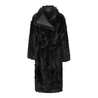 Yves Salomon Cappotto a vestaglia in montone reversibile - - Coats - Donna - Nero - M