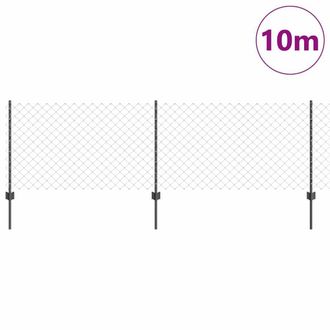 Berkfield Home Modern Chain Link Fence with 10 U Posts Grey 0.8x10 m Steel