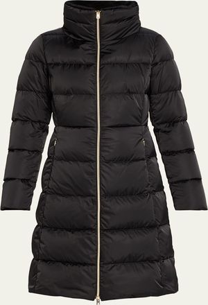 Herno Ultralight Nylon A-Shape Down Jacket with Alternative Fur