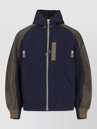 sacai paneled hooded jacket