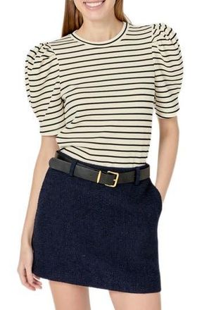 English Factory Puff Sleeve Top in Black/White at Nordstrom Rack, Size X-Small