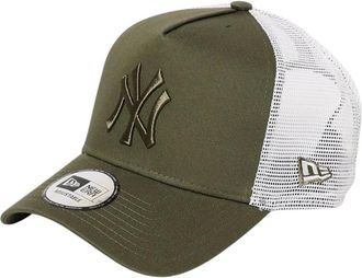 New Era Accessoires, Heren, Groen, ONE Size, Katoen, Trucker Cap NY Yankees Geborduurd Detail