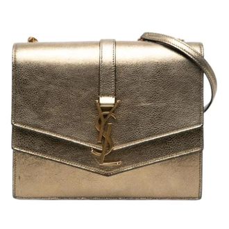 Saint Laurent Pre-owned Shoulder Bags, female, Brown, Size: ONE SIZE Pre-owned Double Flap Crossbody Bag