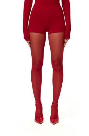 Naked Wardrobe Butter Scoop Waist Hot Shorts in Ruby Red at Nordstrom, Size X-Small