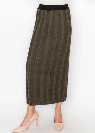YAL New York Olive Cable Knit Skirt