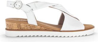 Gabor Witte leren sandalen met gekruiste bandjes - Dames - Sleehakken - Wit - 42 1/2 EU - Leer - Schoenen