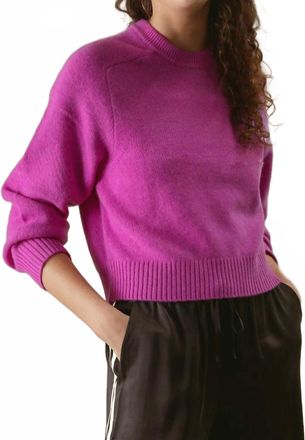 27 Miles Malibu Alyson Cropped Cashmere Crewneck Sweater In Fuchsia