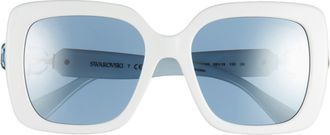 Swarovski 55mm Square Sunglasses in White at Nordstrom