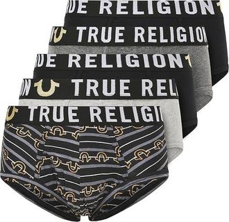 True Religion Briefs Soft Cotton Underwear Pack of 5 in Black/grey/chacoal/horseshoe at Nordstrom, Size Medium