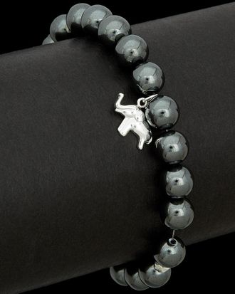 Argento Vivo Silver Hematite Elephant Charm Stretch Bracelet