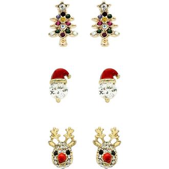 Panacea Assorted Set of 3 Christmas Stud Earrings in Red at Nordstrom