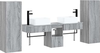 vidaXL Juego De Muebles De Ba&ntilde;o 5 Uds. Sonoma Gris 33 X 34,5 X 100 Cm Vidaxl